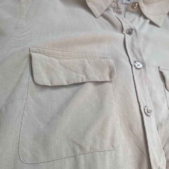 GoSilk 100% Silk LongSleeves Cuffs Button Down Collared Tan Office Dress Shirt - Picture 7 of 16